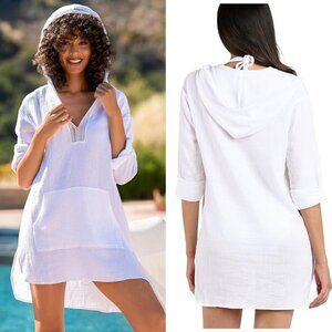 La Blanca Swimwear White Hooded Sweater Swimsuit Cover Up - 47070